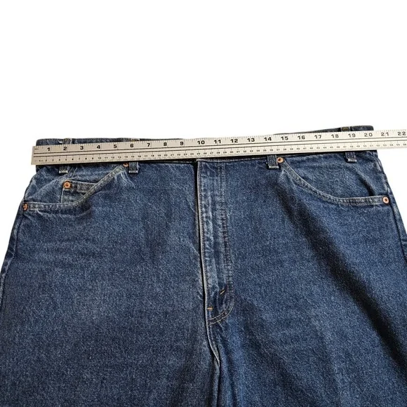 VTG Levi's 517 Bootcut Jeans Orange Tab Dark Wash Denim W42 L34 Made in USA - Picture 15 of 16